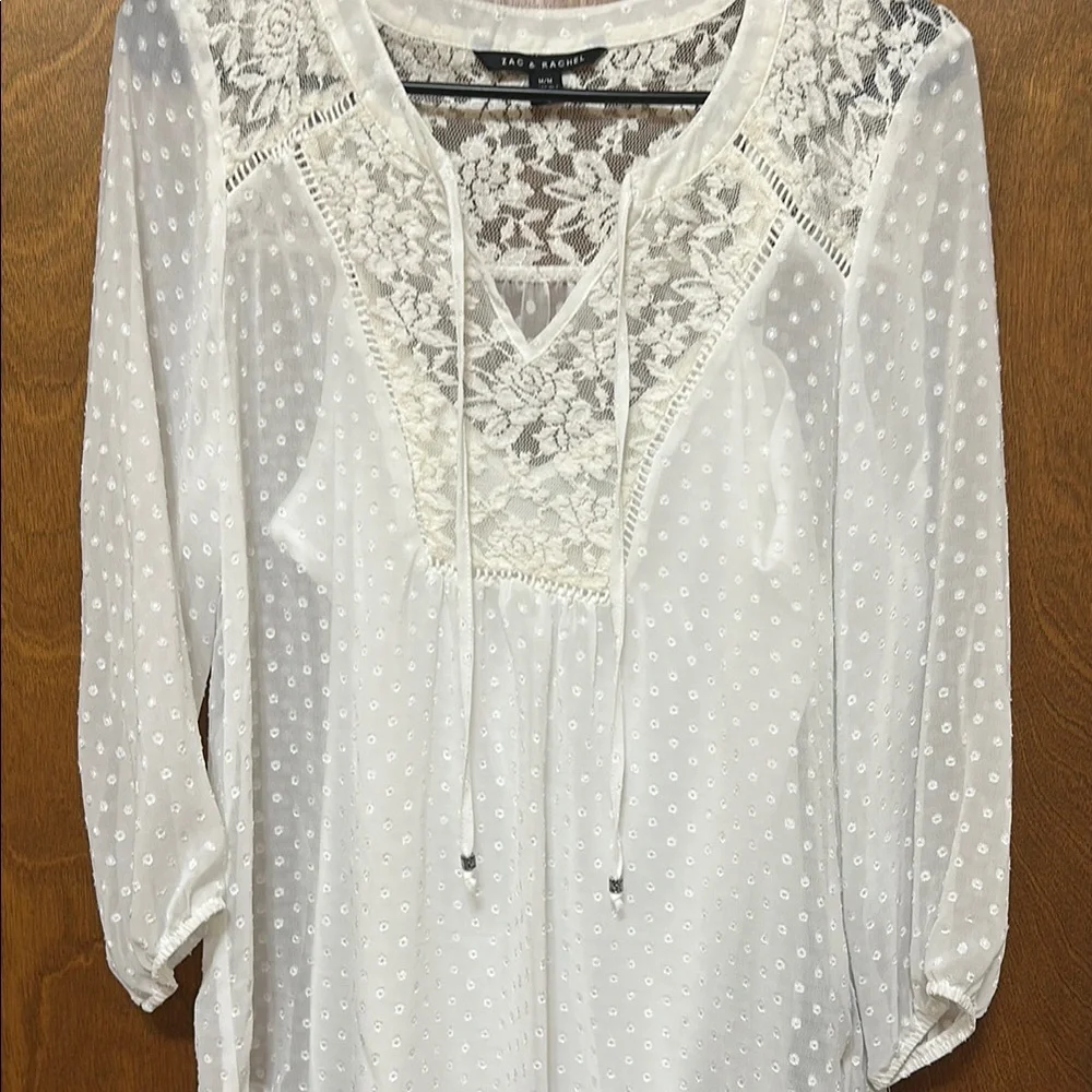 Zara White Lace Detail Women's Top - Picture 1 of 2